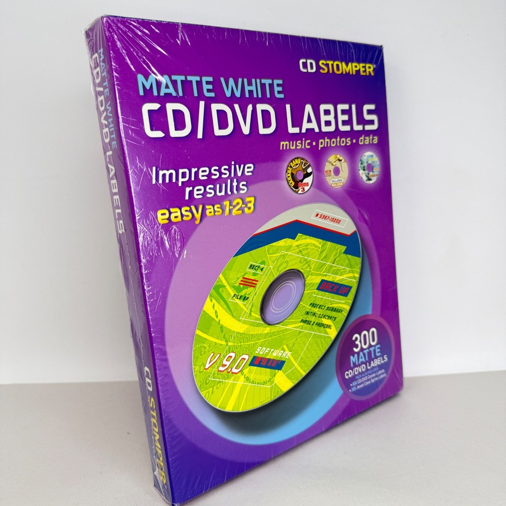 CD Stomper Matte White CD/DVD Labels 300 Pack Inkjet Laser Printer NEW SEALED